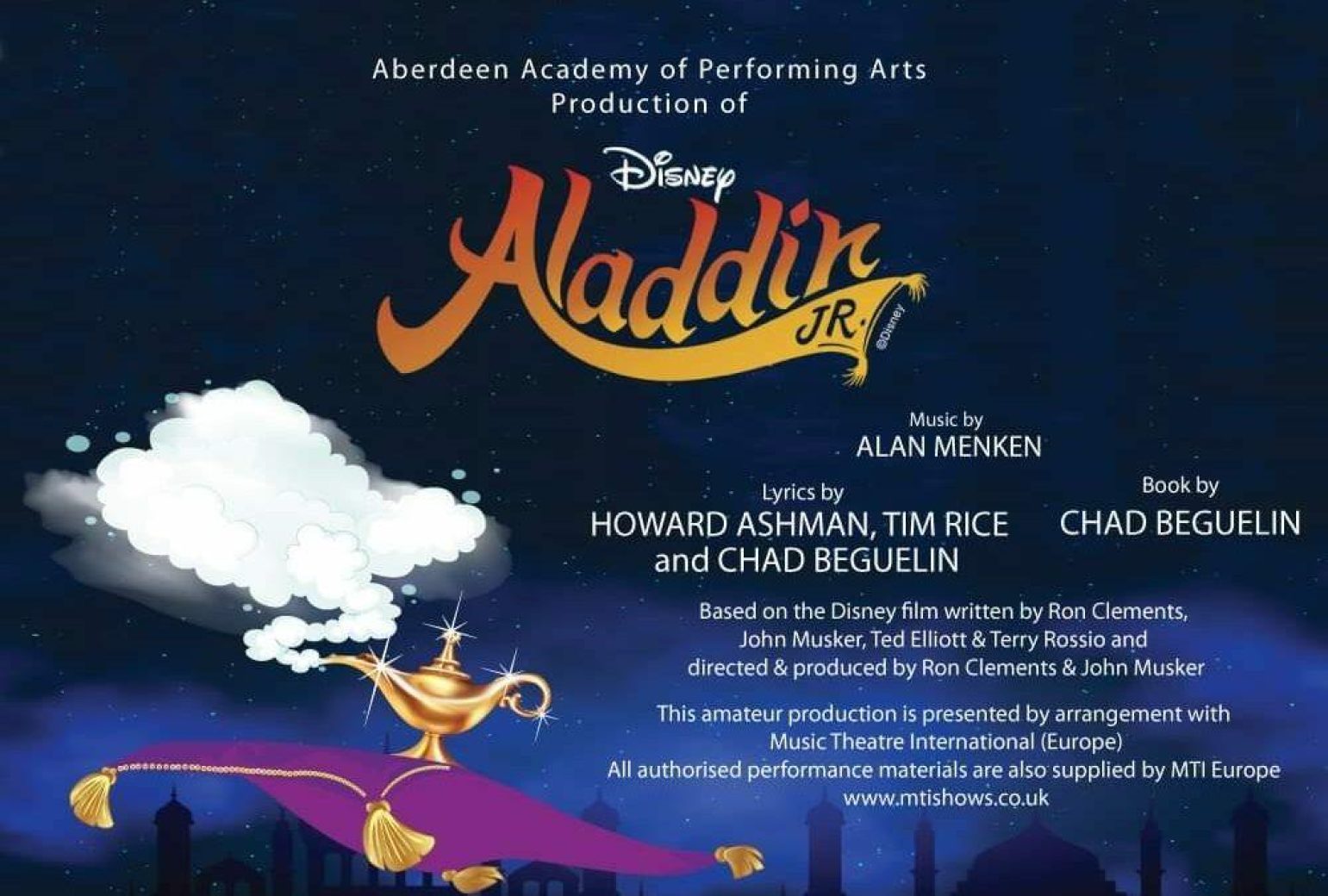Aberdeen academy of performing arts presents Disney’s Aladdin Jr